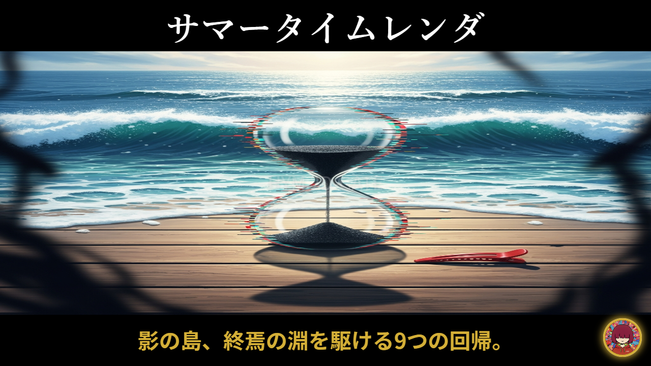 Summertime Render Anime Concept Art Red Hair Clip on a Sun-Drenched Wooden Deck