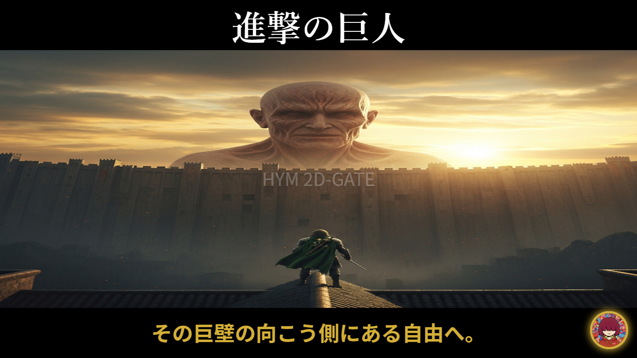 Attack on Titan Anime Concept Art Massive Stone Wall and Fiery Sunset Sky